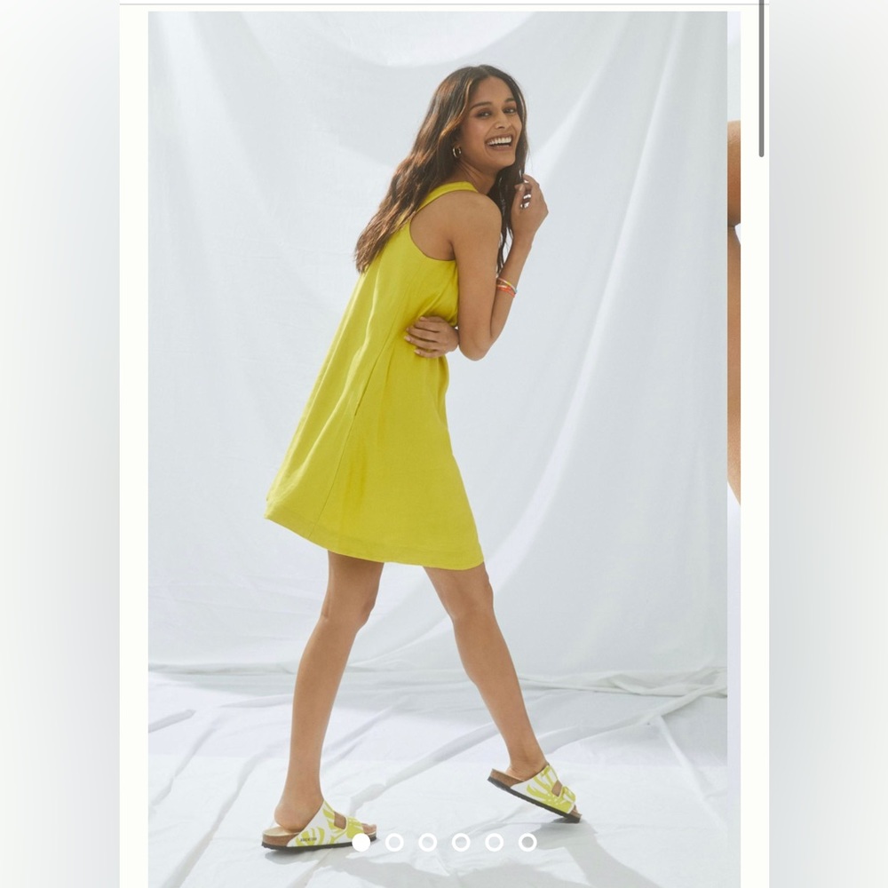 anthropologie maeve lorraine mini dress chartreuse color size xs